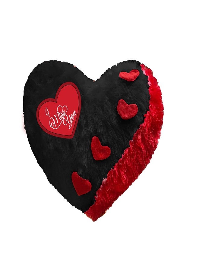 PICKKART I Miss You Soft Heart Pillow Gift for Friend/ Girlfriend/ Boyfriend/ Long Distance Relationship - Size (37 cm X 37 cm ) (Black)